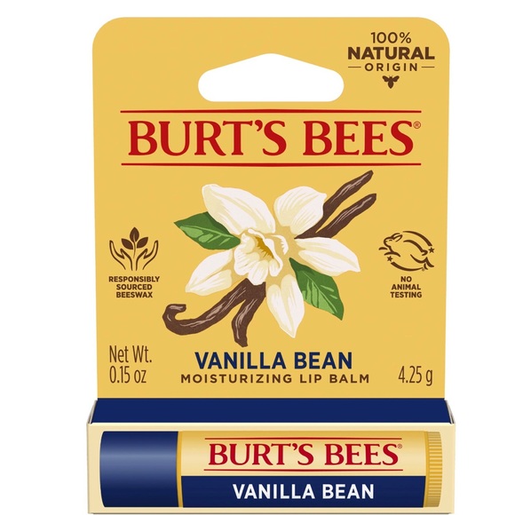 4/$20 Burt's Bees 100% Natural Origin Moisturizing Lip Balm, Vanilla Bean - Picture 1 of 4